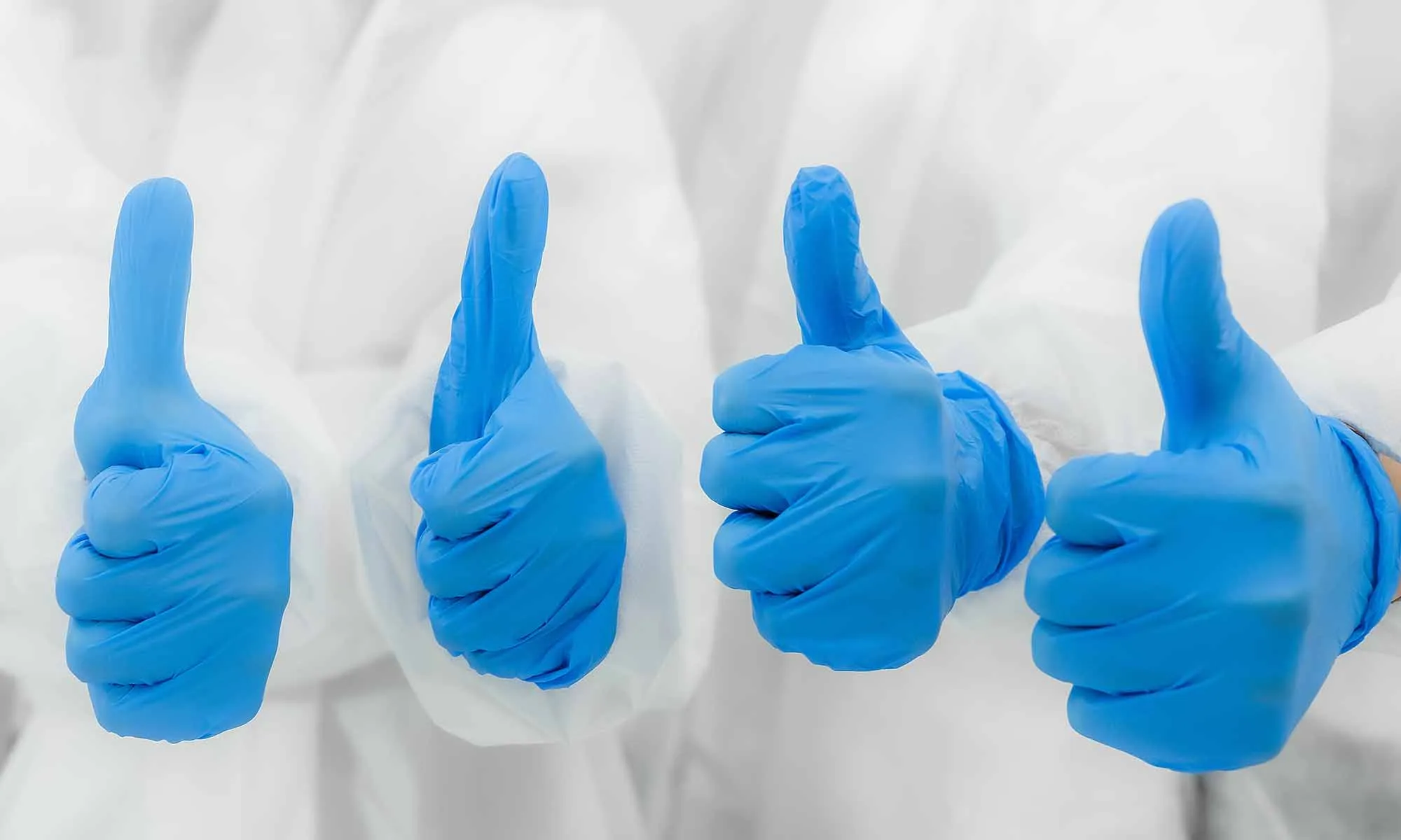 latex glove thumb up