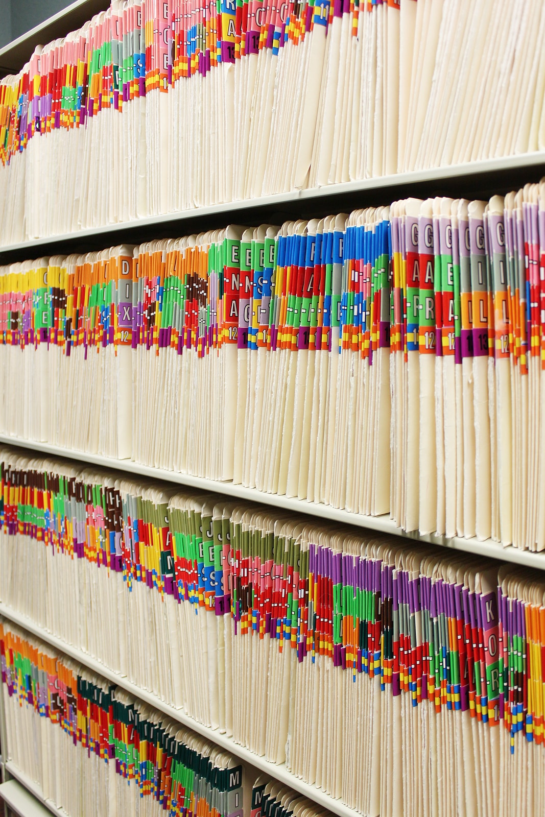 Rows of files in a medical office